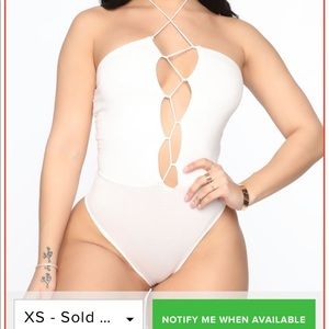Fashion nova lace up bodysuit S white
